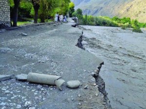 Heavy rains have washed away roads in Chitral Valley. PHOTO: INP 